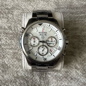 Bulova Marine Star/96B255 Chronograph White Dial 6S20/Swiss Quartz Watch